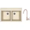Set chiuveta de bucatarie si baterie Granit compozit, Bej Dr.Gans Astra 780 + SanDonna F 7073 78 x 51