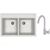 Set chiuveta de bucatarie si baterie Granit compozit, Gri Dr.Gans Astra 780 + SanDonna F 7073  78 x 51
