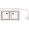 Set chiuveta de bucatarie si baterie Granit compozit, Alb Dr.Gans Astra 780 + SanDonna F 7103 78 x 51