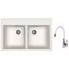 Set chiuveta de bucatarie si baterie Granit compozit, Alb Dr.Gans Astra 780 + SanDonna F 9995 78 x 51