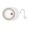 Set chiuveta de bucatarie si baterie Granit compozit, Alb Dr.Gans Berta 580 + SanDonna F 7073  58 x 47