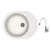 Set chiuveta de bucatarie si baterie Granit compozit, Alb Dr.Gans Berta 580 + SanDonna F 9995  58 x 47