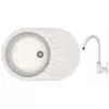 Set chiuveta de bucatarie si baterie Granit compozit, Alb Dr.Gans Berta 760 + SanDonna F 7073 76 x 51