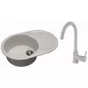 Set chiuveta de bucatarie si baterie Granit compozit, Gri Dr.Gans Berta 760 + SanDonna F 7073  76 x 51