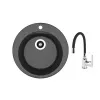 Set chiuveta de bucatarie si baterie Granit compozit, Negru Dr.Gans GALA +  SanDonna F9995  51 x 51