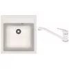 Set chiuveta de bucatarie si baterie Granit compozit, Alb Dr.Gans Nika 470 + SanDonna F 1066  47 x 51