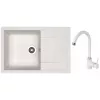 Set chiuveta de bucatarie si baterie Granit compozit, Alb Dr.Gans Techno 760 + SanDonna F 7073  76 x 51
