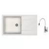 Set chiuveta de bucatarie si baterie Granit compozit, Alb Dr.Gans Techno 860 + SanDonna F 9995  86 x 51