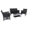 Set mobila de gradina Otel, Rattan, Negru Villager MALAGA  