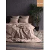 Lenjerie de pat 2 persoane Euro, Satin de Lux, Maro deschis Cottony SLPSL Stripe Satin Light Brown   