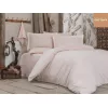 Lenjerie de pat 2 persoane Euro, Satin de Lux, Piersic Cottony SLPSL Stripe Satin Peach Nr3  