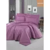 Lenjerie de pat 2 persoane Euro, Satin de Lux, Violet Cottony SLPP Lila Stripe 