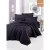 Постельное белье (комплект) 2 persoane, Satin de Lux, Negru Cottony SLPSL Stripe Satin Black   