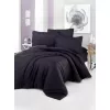 Lenjerie de pat 1 persoana, Satin de Lux, Negru Cottony SLPSL Stripe Satin Black   