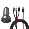 Incarcator masina  Baseus Car Charger with 3 in 1 Cable, Black Suit Grey 