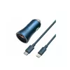Aвтомобильное зарядное устройство  Baseus Golden Contactor Pro Dual Quick Charger Car Charger U+C 40W（With Baseus Simple Wisdom Data Cable Type-C to iP 1m）, Blue 
