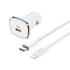 Aвтомобильное зарядное устройство  Borofone Car Charger with Type-C to Lightning Cable BZ12B Lasting, White 