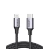 Cablu  UGREEN Lightning M/F Round Aluminum Shell with Braided 10cm, Black 