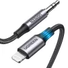 Кабель  UGREEN LIGHTNING TO 3.5MM AUX ALUMINUM SHELL WITH BRAIDED (1M) US315, BLACK 