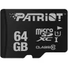 Карта памяти MicroSD 64GB PATRIOT LX Series (PSF64GMCSDXC10) Class10, U1, UHS-I, SD adapter