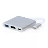 Кабель видео  Cablexpert 3-in-1 Type-C to HDMI/USB/Type-C sockets, cable 75mm, Silver 