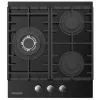 Plita incorporabila cu gaz 3 arzatoare, Arzator Wok, Sticla calita, Aprindere electrica, Negru WOLSER WL-BRD 6300 GBN BLACK FFD 