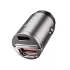 Incarcator  Hoco "DZ1 PLUS", 2 x USB charger, Total output: 5V/4.8A, up to PD3.0 / QC3.0, Super mini car charger, Silver 