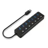 USB Hub  GEMBIRD UHB-U3P7P-01, Black USB 3.0 Hub 7-port, Cable 24 cm