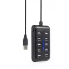 Концентратор USB  GEMBIRD UHB-U2P10P-01, Black USB 2.0 Hub 10-port