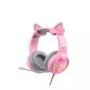 Игровые наушники  Havit H2233d, 50mm driver, 20-20kHz, 20 Ohm, 100dB, 2.2m, 3.5mm+USB, RGB, Pink+Ears.  