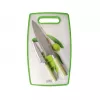 Нож 37 x 23 cm, 20 cm, 13 cm, Inox, Alb, Verde GIPFEL 51082 + planseta de tocat  