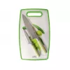 Cutit 37 x 23 cm, 20 cm, 13 cm, Inox, Alb, Verde GIPFEL 51082 + planseta de tocat  