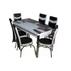 Set de masa si scaune  Magnusplus Set Kelebek II 0452 + 6 scaune merchan negru cu alb 