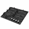 Plita incorporabila cu gaz 4 arzatoare, Arzator Wok, Sticla calita, Negru WOLSER WL-BRD 6401 GBN BLACK FFD 