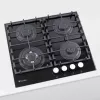 Plita incorporabila cu gaz 4 arzatоare, Sticla calita, Negru Eurolux HBBR64GWCIBKGL 