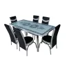 Masa pentru bucatarie  Magnusplus Set Kelebek 0206 + 4 scaune Merchan negru cu alb 