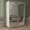 Шкаф-купе Alb briliant MOBILDOR LUX Aron - uși oglinda/desen 210x60x220 