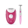 Epilator 20 pensete, 2 viteze, 1 duza, Roz, Alb BRAUN SE3420 Pink 