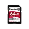 Карта памяти  KINGSTON 64GB SDXC Card (Class 10) UHS-II , U3, Kingston Canvas React Plus "SDR2/64GB" (R/W:300/260MB/s) 