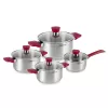 Set cratite 16 cm, 18 cm, 20 cm, 24 cm, Inox, Rosu Rondell RDS-818 