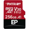 Карта памяти  PATRIOT 256GB microSD Class10 UHS-I A1 (V30) + SD adapter LX Series microSD, Read: 90Mb/s, Write: 80Mb/s 