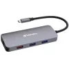 Док-станция  VERBATIM 9-in-1 USB-C Pro Multiport Hub CMH-09 2x USB 3.2-A (Gen 1), 1x UB3.2-A (Gen 2), 2x USB 3.2-C (Gen 2), HDMI 4K, RJ45 Gigabit, SD, microSD, USB 3.1-C cable 15cm, 88g