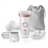 Epilator 40 pensete, 2 trepte de viteza, 4 duze, Alb, Auriu BRAUN Silk-epil SES 9/880 