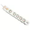 Prelungitor cu protectie  Tuncmatik POWERSURGE 5+USB LI 1050 J WHITE 1,5 M 