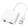 Adapter  Remax Type-C to 3.5mm AUX & Type-C, RL-LA11, White 