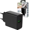 Incarcator  GEMBIRD Wall Charger Gembird 2-port: Type-C 20W PD; Type-A 20W QC 3.0, fast charger, Black 