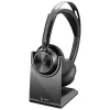 Casti cu microfon  Poly Poly Voyager Focus 2 USB-A stereo Bluetooth Headset with charge stand, Noise-cancelling dual-mic + AcousticFence technology, 3 levels of advanced hybrid ANC, up to 25 hours of wireless talk time, comfortable headband & ear cushions, carrying case, 1. 