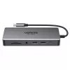 Docking station  UGREEN UGREEN HUB 11in1 Type-C to 2*USB-A 3.2+1*USB-A 3.0+Type-C 3.2+2*HDMI+RJ45 Gigabit+SD&TF +3.5mm+PD Port Converter, Grey 