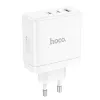 Încarcator  Hoco USB Charger  HOCO N30 Glory Three-port, 2 x USB-C + 1 x USB, USB-C 1/2: up to 65W, USB-A: up to 18W, up to PD65W / QC3.0, GaN, White 