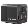 Încarcator  VERBATIM USB Charger VERBATIM Mini GaN Charger 65W with retractable USB-C 80cm cable, 2 Port (1 USB-C PD 3.0, 1 USB-A QC 3.0), US plug with EU and UK adaptors, fireproof material, black 
